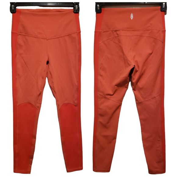 Free People Movement Hearts Aflutter Leggings Size S Orange Hi Rise $78 - Picture 1 of 9